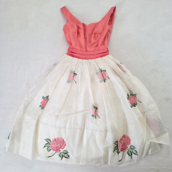Vintage Dresses & Skirts - Vintage 50s/60s Floral Sheer Dress XXS? XS Womens